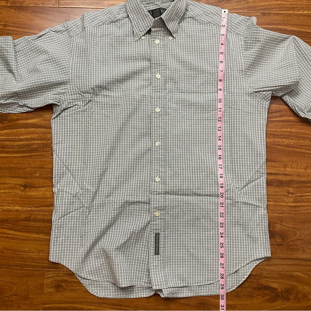 Banana Republic Gray White Windowpane 100% Cotton Button Down Shirt Size Medium - Picture 13 of 13